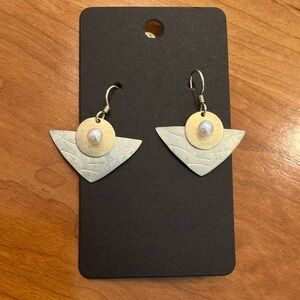 Contemporary Pearl & Mixed Metal Earrings
